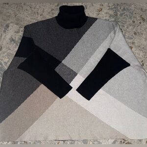 Joseph A Turtleneck Geometric Sweater - Black, Gray, Tan